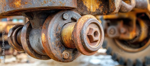 Rusty metal machinery close up.