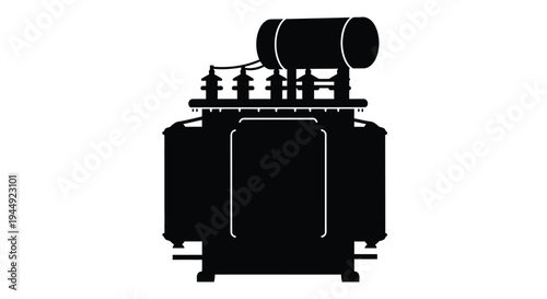 Silhouette of a large electrical transformer a vital power grid component
