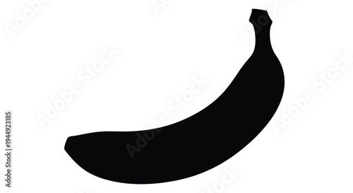 Silhouette of a banana against a plain white background simple fruit illustration