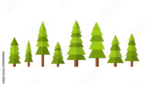 Pine and Conifer Forest Trees Collection Minimal Vector Illustration