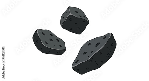 Cartoon Style Asteroids Floating in Space Vector Illustration