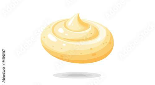 Creamy Swirl of Mayonnaise or Custard Sauce Isolated on White Background