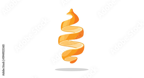 Fresh Orange Peel Spiral Isolated on White Background