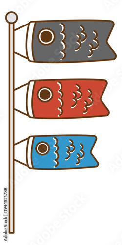 手描き風のかわいい鯉のぼりのイラスト素材