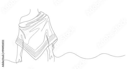 Vector illustration of a woman wearing a shawl