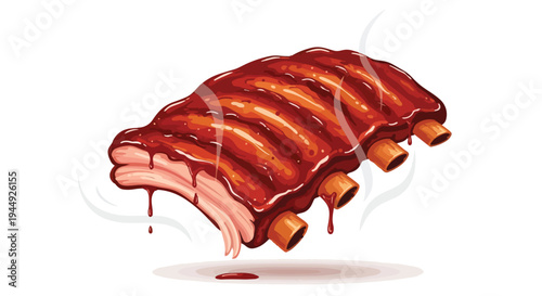 Delicious Grilled BBQ Pork Ribs with Sweet Glaze and Steam