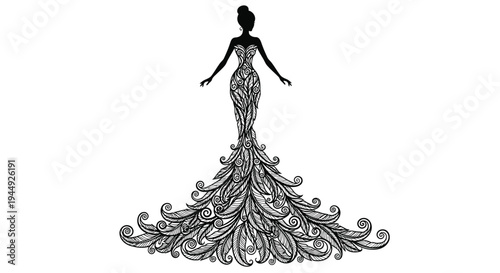 Vector illustration of a woman in a floral dress