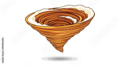 Stylized Brown Tornado Illustration with White Cloud Top