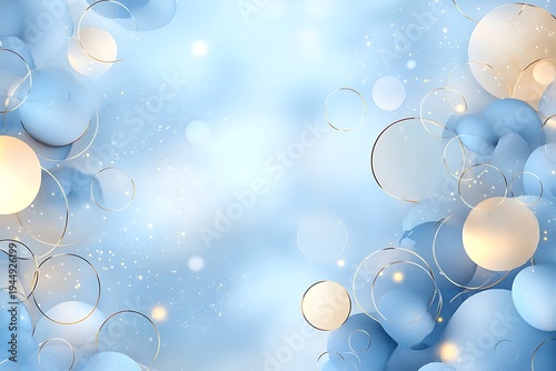 Soft Blue Background with Bubbles and Highlights in Gentle Pastel Colors for Creative Design