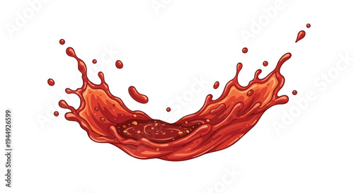Dynamic Red Tomato Sauce Splash Isolated on White Background