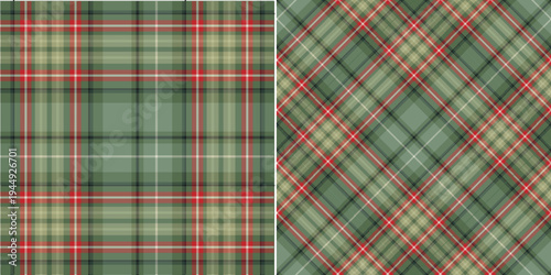 Green and red plaid patterns side by side
