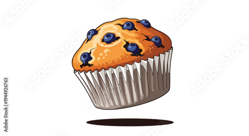 Pixel Art Blueberry Muffin Isolated on White Background