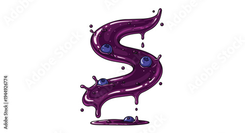 Blueberry Jam Splash Letter S Shape Design