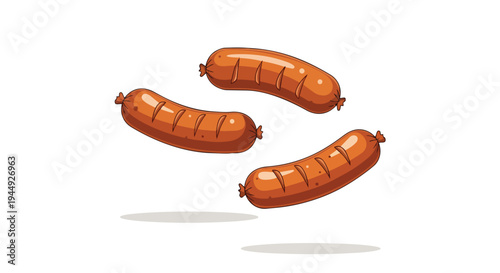 Grilled Sausages Isolated on White Background