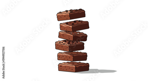 Stack of Delicious Chocolate Brownies Isolated on White Background
