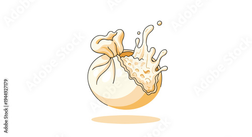 Fresh Burrata Cheese with Creamy Filling Illustration