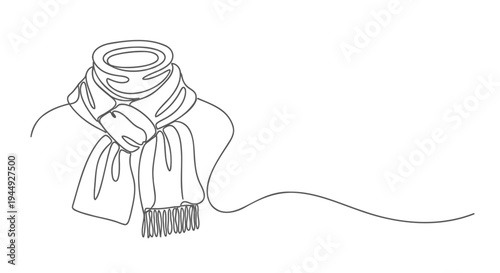 Vector illustration of a scarf wrapped around neck