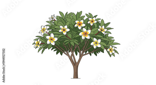 Flowering Tree with Green Leaves.