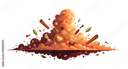Explosion of Aromatic Spices and Herbs Illustration