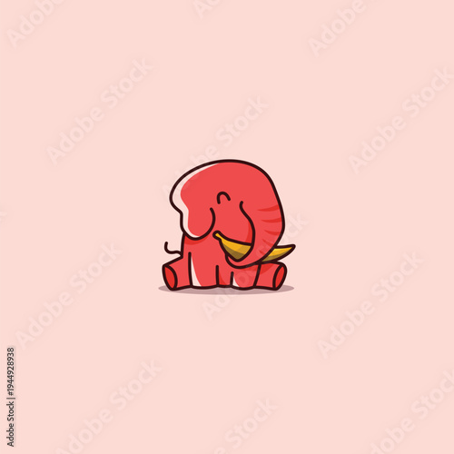 Fun Elephant Character Red Color