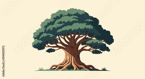 Large Tree with Thick Trunk Branches.