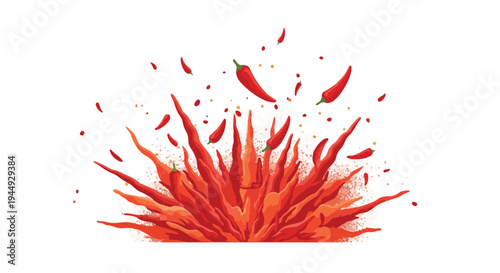 Explosive Red Chili Pepper Burst Illustration