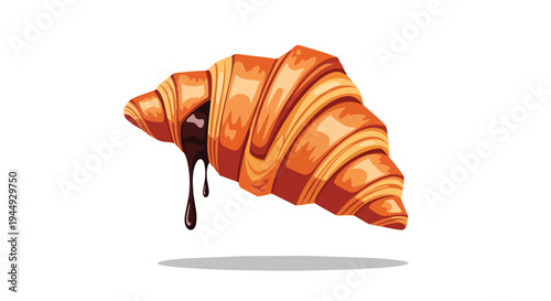 Delicious Chocolate Filled Croissant Pastry Illustration
