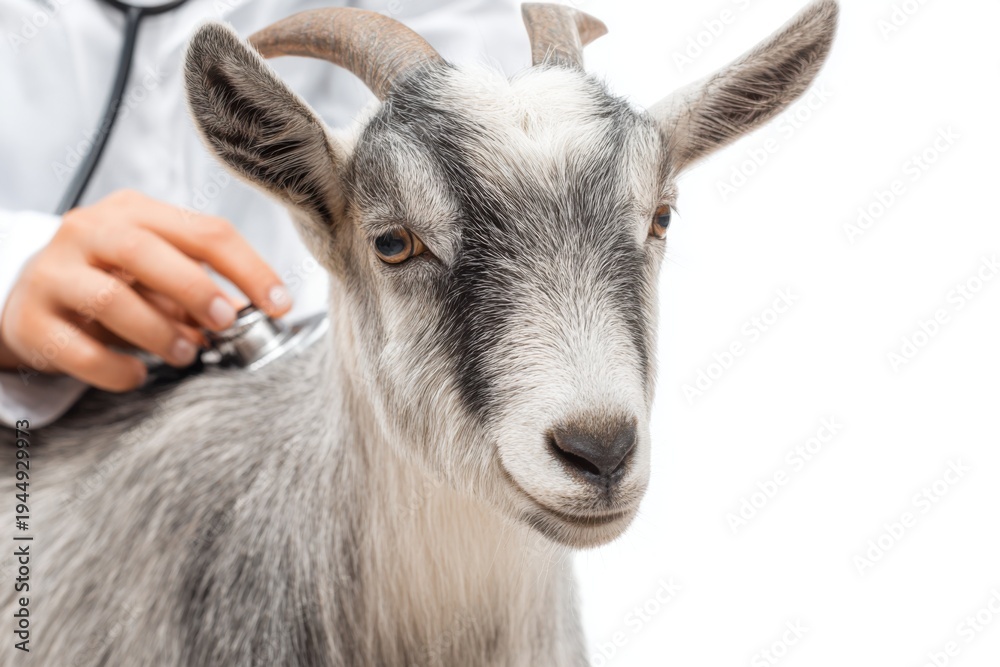 Obraz premium Veterinarian Examines Goat With Stethoscope