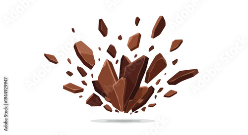 Exploding Chocolate Pieces Illustration