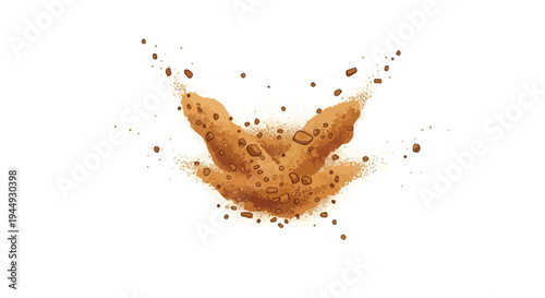 Dynamic Explosion of Brown Spices and Seasoning Powder Isolated on White Background