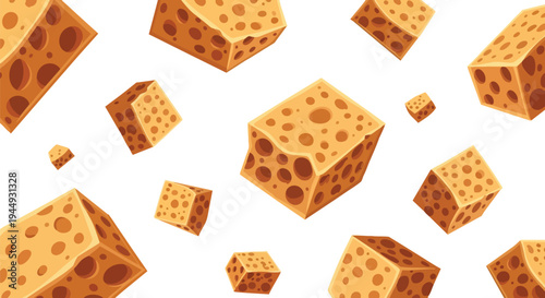 Floating Cheese Cubes Pattern Background