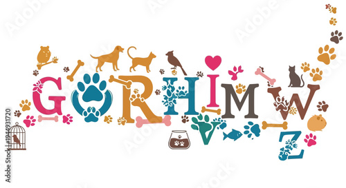 Celebrate National Pet Day with a delightful alphabet of animals, paw prints, and pet-themed graphics, perfect for any pet lover's creative projects