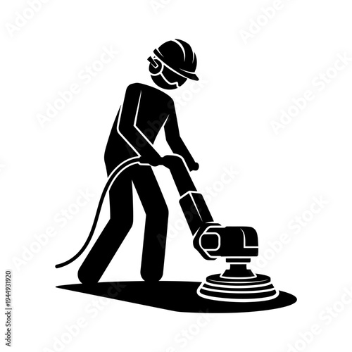 Worker Using Floor Sander