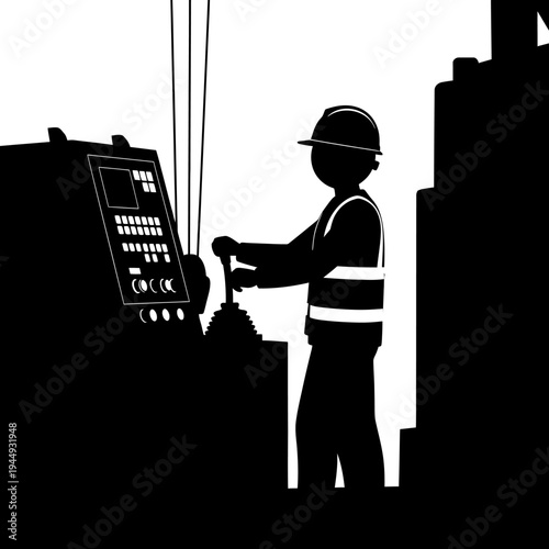 Construction Worker Operating Crane
