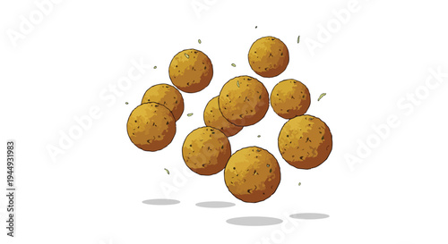 Pixel Art Falafel Balls Floating Isolated on White Background