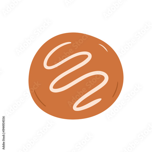 Brown Round Cookie with Cream Drizzle