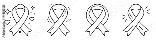 Four different awareness ribbons outline illustrations for support and solidarity purposes