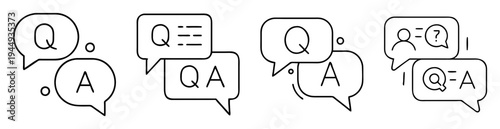 Various question and answer styled speech bubbles depicting a knowledge exchange