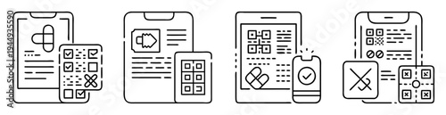 digital health data on smartphones showing prescription drug information and verification