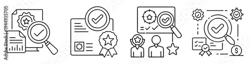 Quality control analysis and verification concept outlined in a linear style