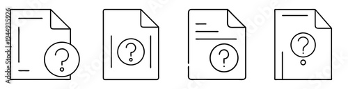 Line art illustration showing files icons with question marks on them