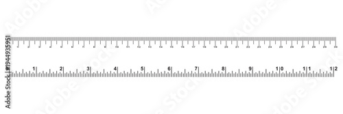 Measuring chart, ruler scale set. Length measurement distance, height, math. Sewing tool with four and eight inch template