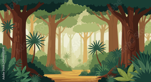 tall trees with green leaves forest.