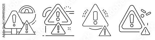 Set of four warning sign icons showcasing important and critical safety information
