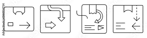 Simple black and white diagram depicting different flow or directional patterns