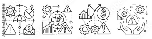 Conceptual illustration of risk management, financial strategy, and data analysis workflow