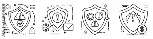 Different types of security shields offering various levels of protection icons