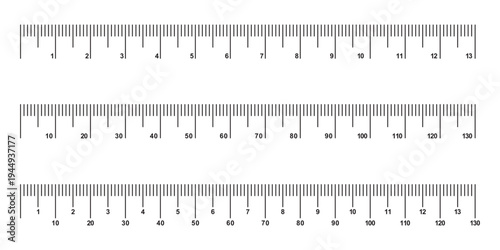Ruler scale with markings and numbers. Size indicators measuring tool. Ruler scale with centimeters and millimeters units. Vector