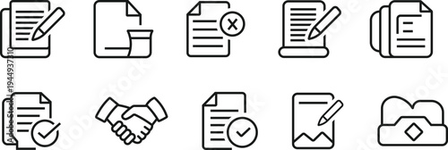 Modern and unique digital contract and e signature line icon pack