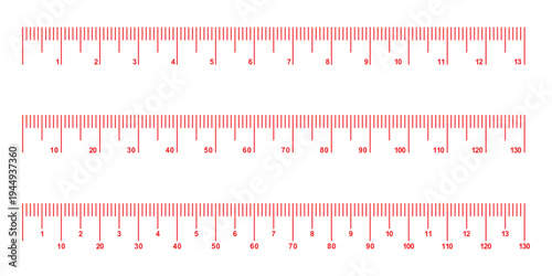 Measuring scale, markup for rulers vector illustration. Various measurement scales with divisions. Measuring tool. Blank measuring scale indicator . Vector Illustration . EPS 10